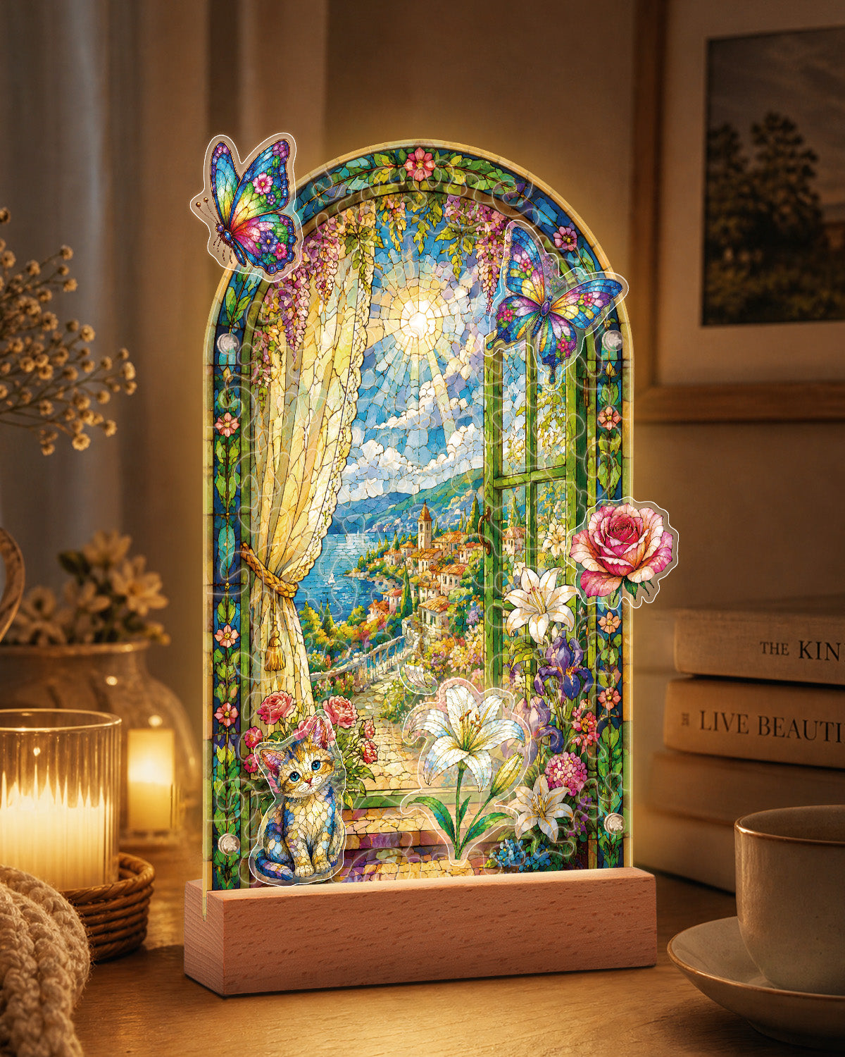 kaayee-enchanted-garden-view-nachtlicht-bogenfenster-acryl image 2