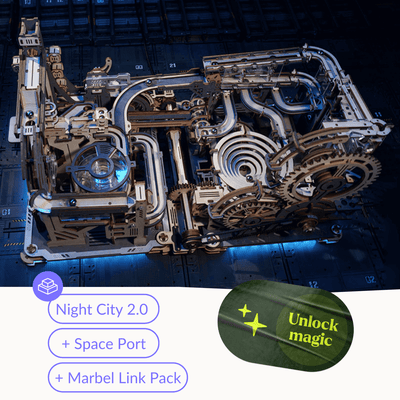 magicholz-mechanischer-bausatz-marble-spaceport-murmelbahn-elektrisch image 2