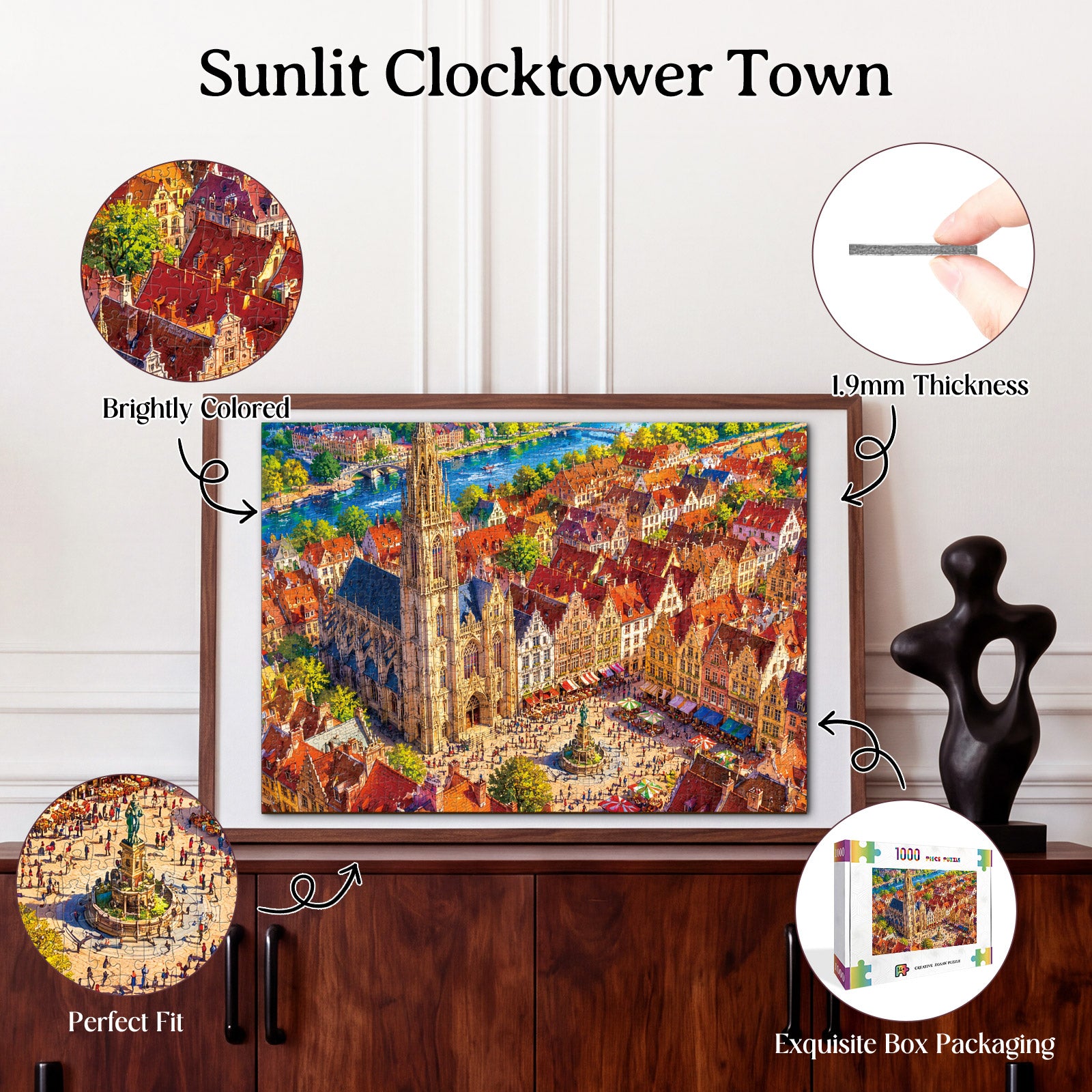 kaayee-clock-kit-sunlit-clocktower-town-1000-teile-puzzle-standard image 3