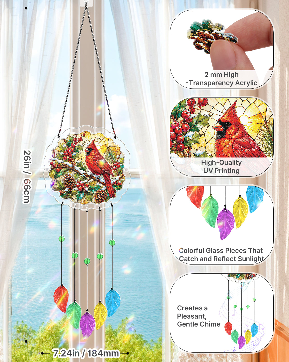 kaayee-wind-chime-winter-cardinal-windspiel-small-18-cm image 3