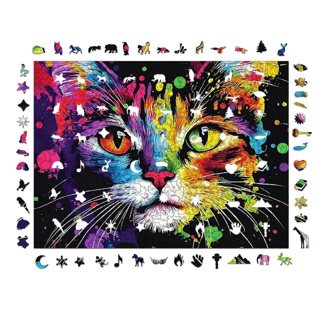 magicholz-bunte-katze-holzpuzzle-1000-teile-tier image 1