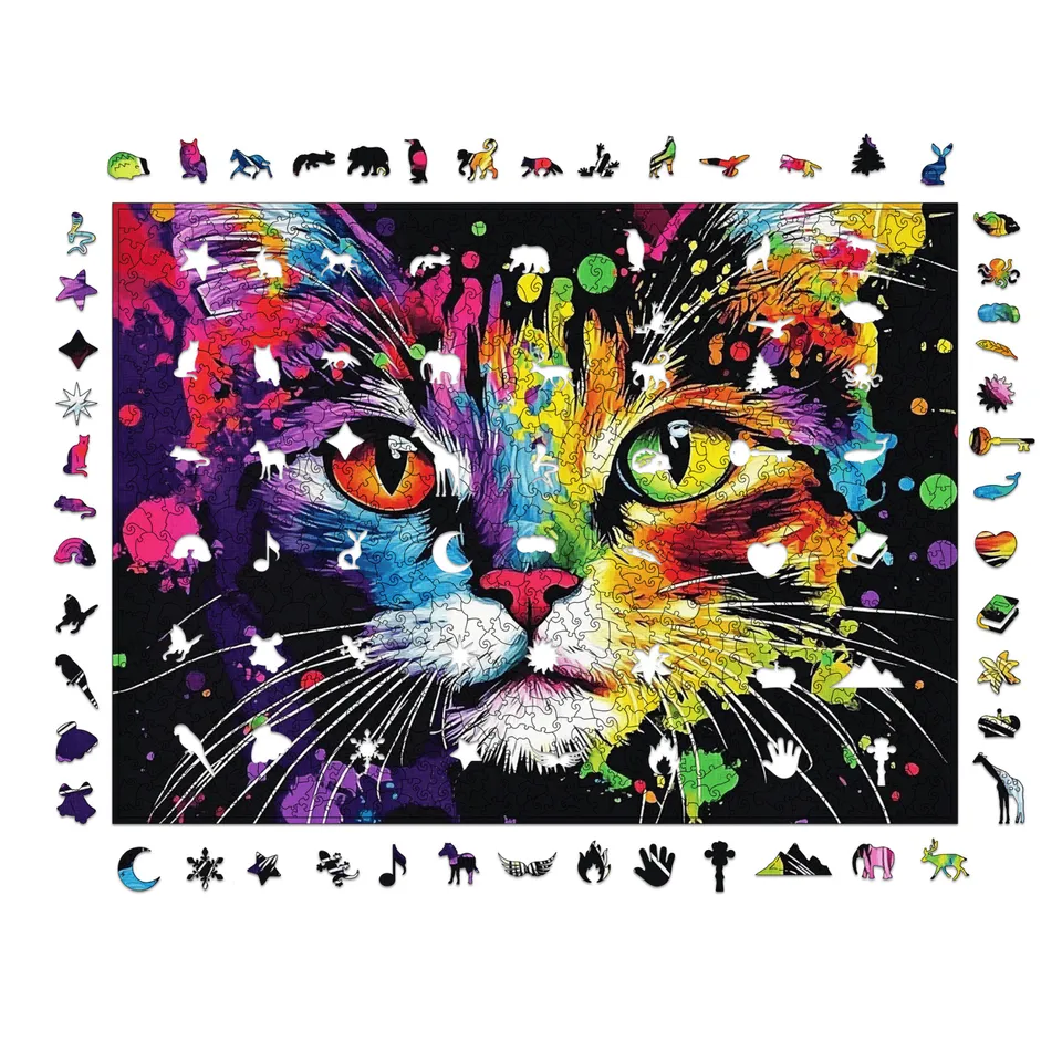 magicholz-bunte-katze-holzpuzzle-1000-teile-tier image 1