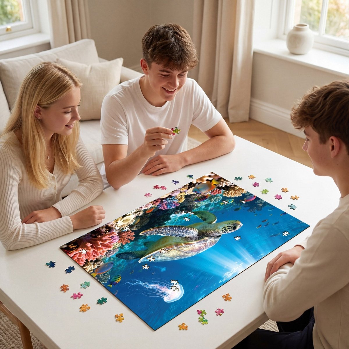 kaayee-sea-turtle-of-light-puzzle-1000-teile-eco-white-board image 8