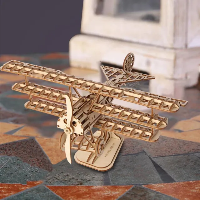 magicholz-3d-puzzle-flugzeug-dreidecker-holzmodell image 1