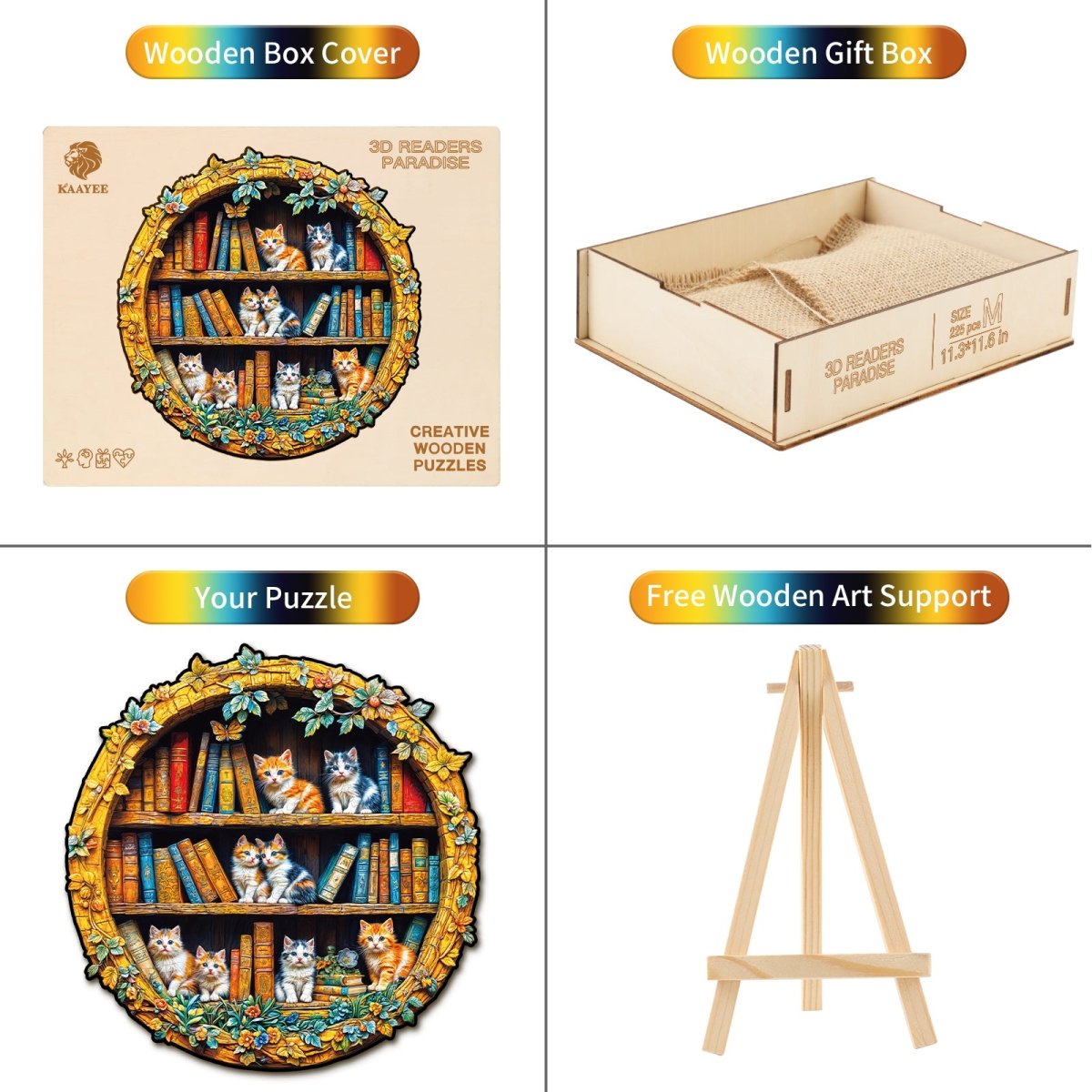 kaayee-3d-readers-paradise-holzpuzzle-medium-katzen image 3