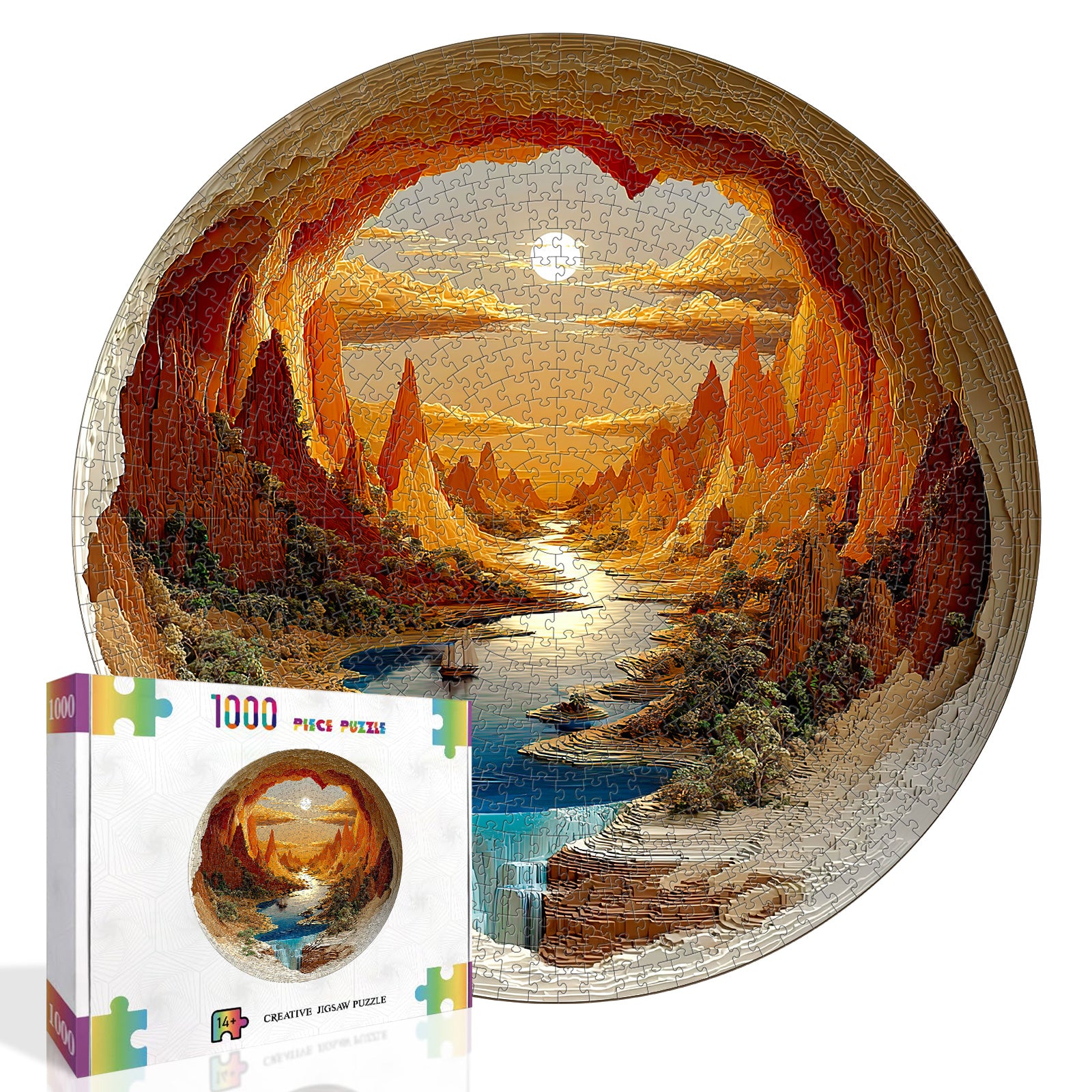 kaayee-the-sunlit-hollow-1000-teile-puzzle-rund-eco-canyon image 2