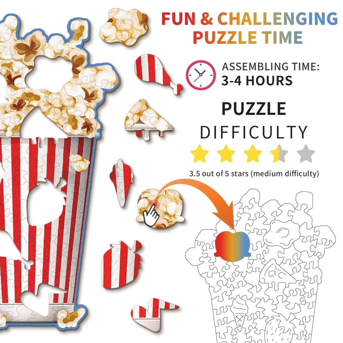 kaayee-wooden-puzzle-popcorn-holzpuzzle-s-110-teile image 4