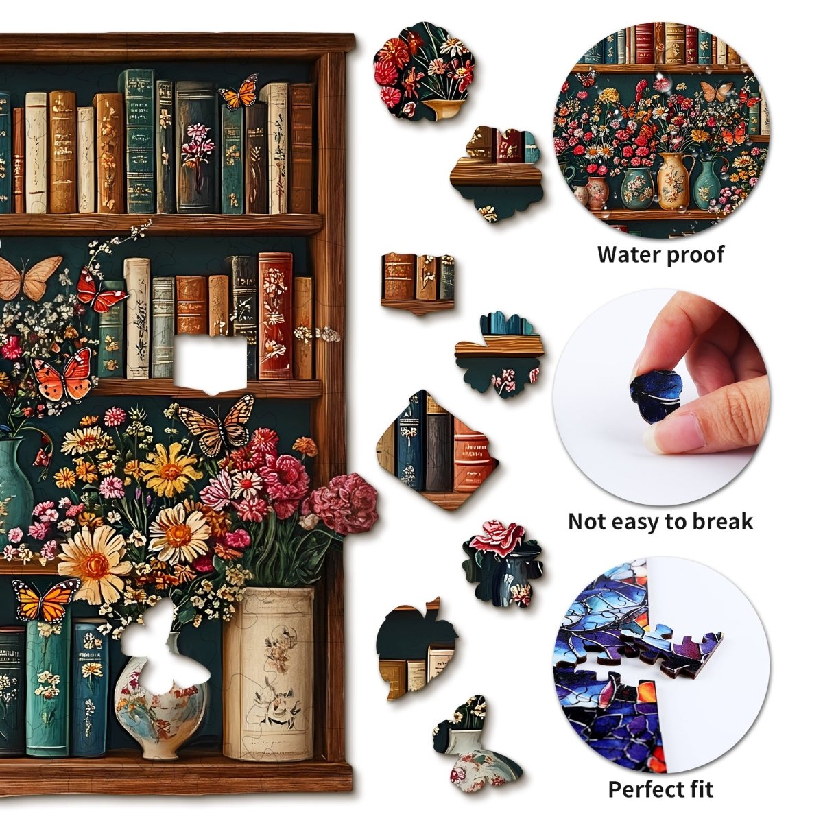 kaayee-wooden-bookshelf-flower-holzpuzzle-medium-blumen image 2