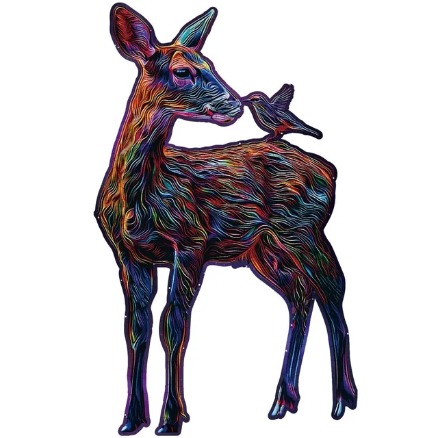 kaayee-wooden-puzzle-colorful-deer-holzpuzzle-medium-hirsch image 1