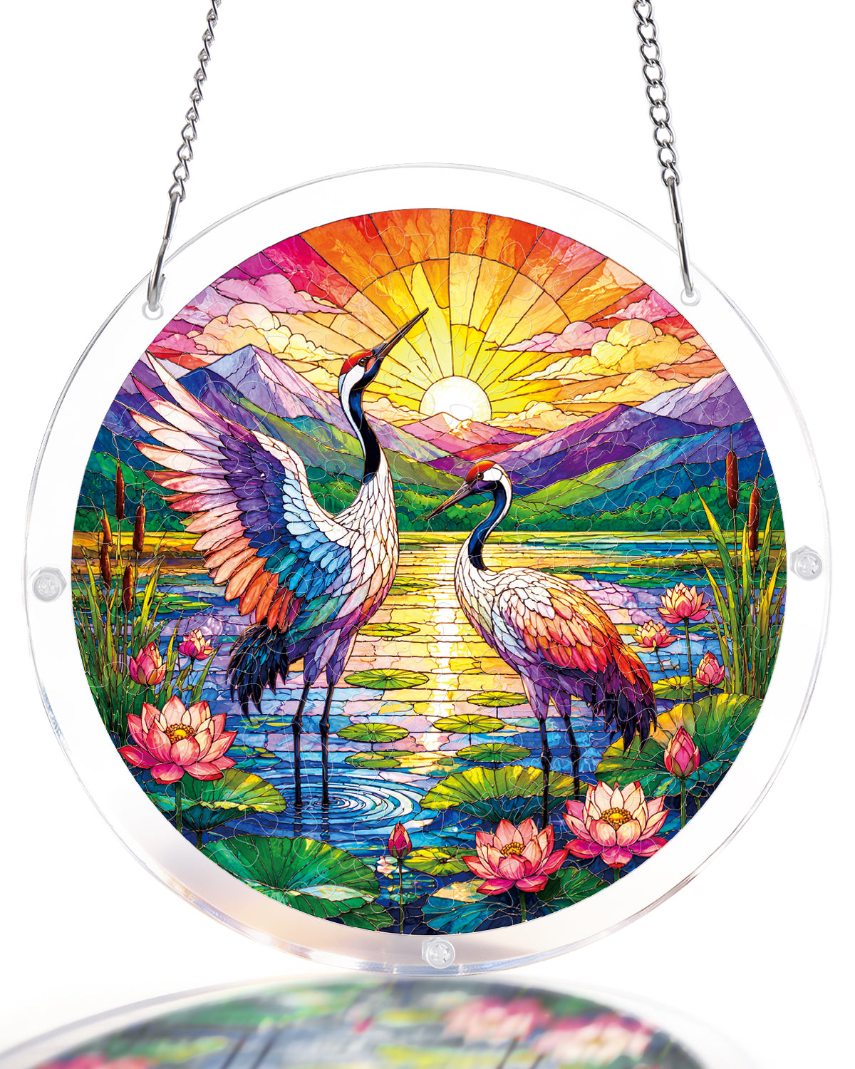 kaayee-suncatcher-puzzle-cranes-at-sunrise-fensterbild-kraniche image 1