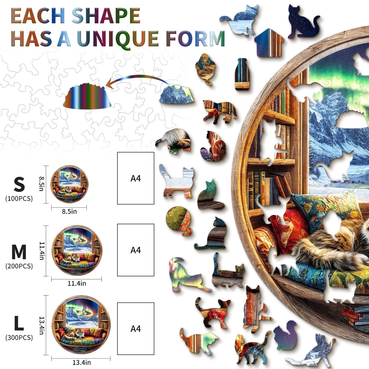 kaayee-wooden-puzzle-cat-and-bookstore-holzpuzzle-katze-medium image 3