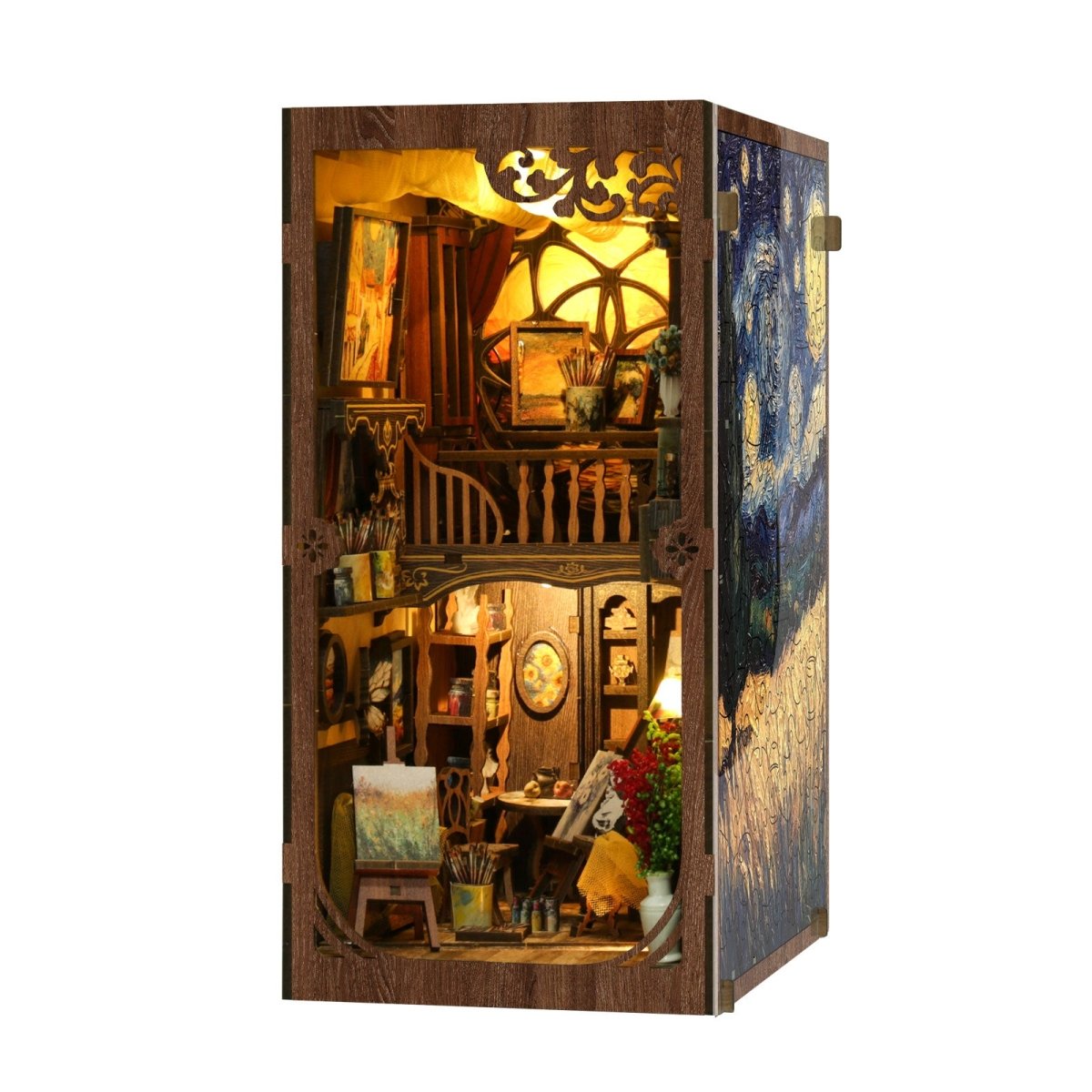 kaayee-book-nook-kit-painting-room-miniaturhaus-mit-licht image 3
