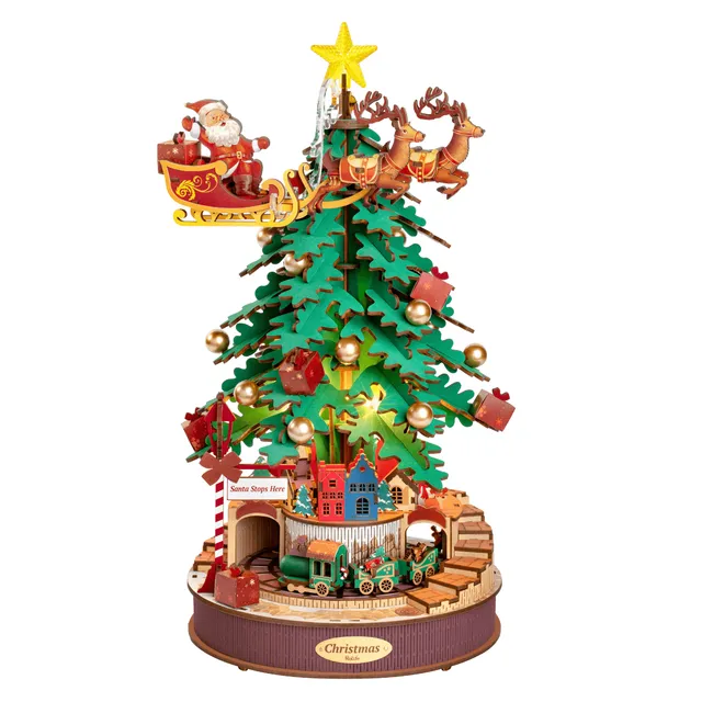 magicholz-mechanischer-bausatz-weihnachtsbaum-mit-melodie-musikbox image 1