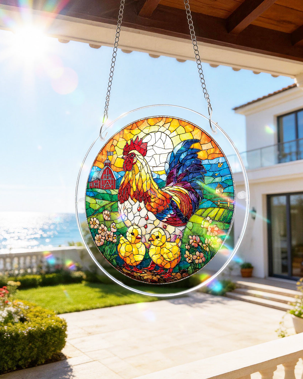 kaayee-suncatcher-puzzle-golden-dawn-rooster-fensterbild-medium image 8