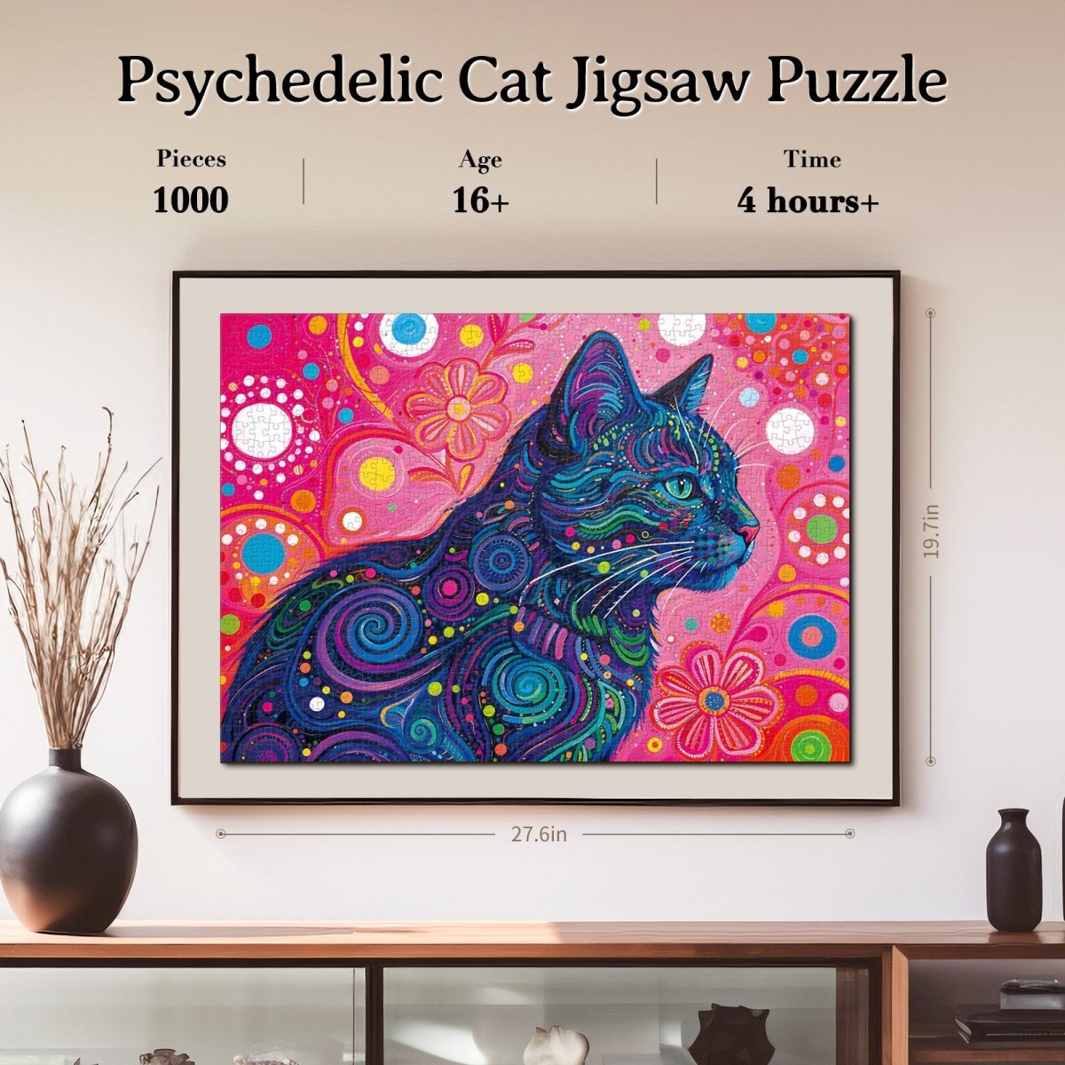 kaayee-cardboard-psychedelic-cat-puzzle-1000-teile-eco-white image 4