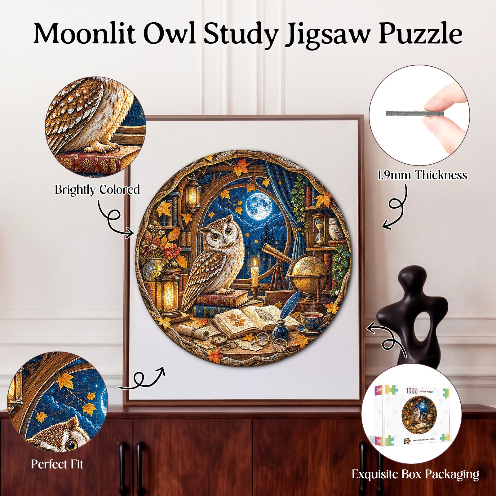 kaayee-cardboard-puzzle-moonlit-owl-study-1000-teile-eco image 3