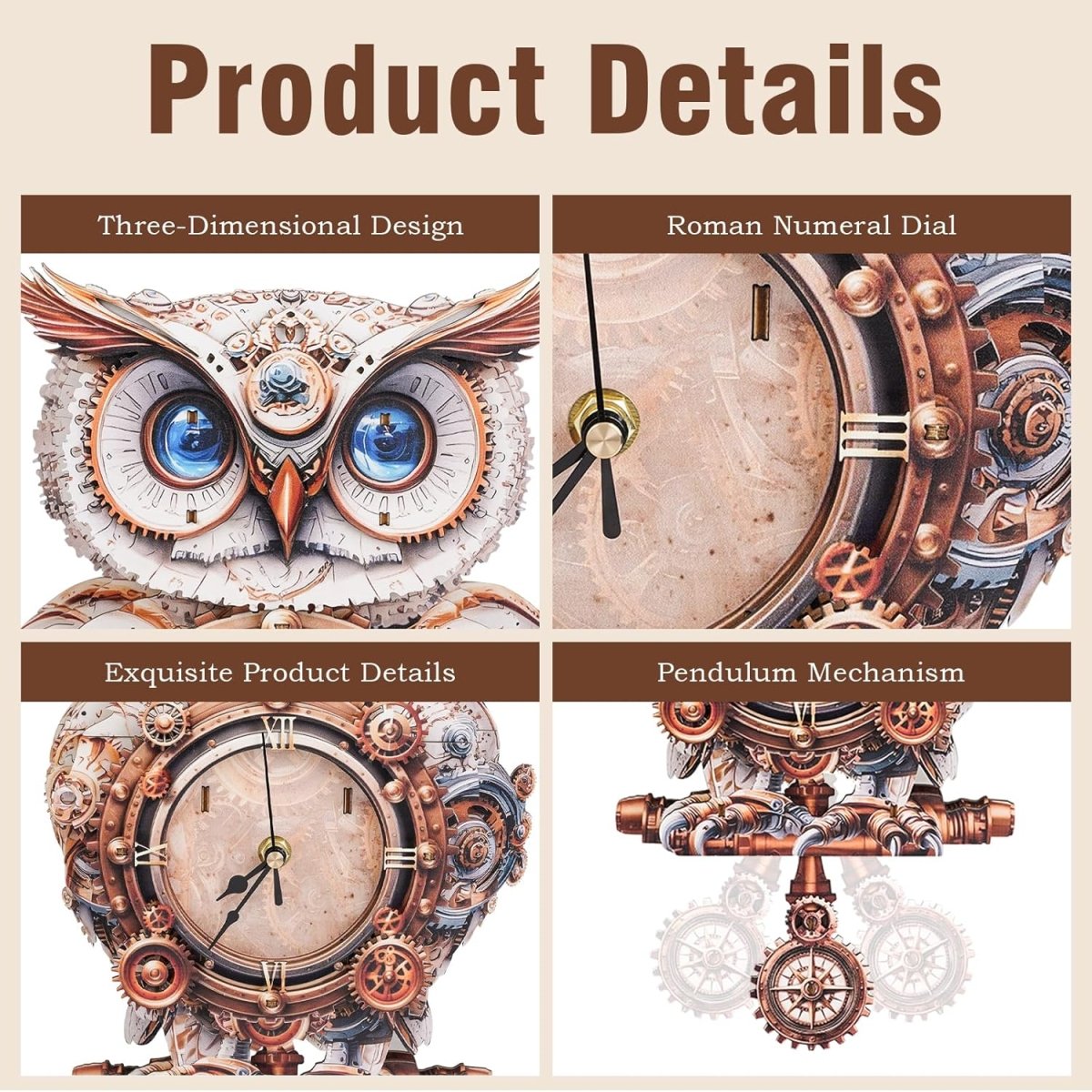 kaayee-clock-kit-mechanical-owl-holzuhr-uhrenbausatz image 3