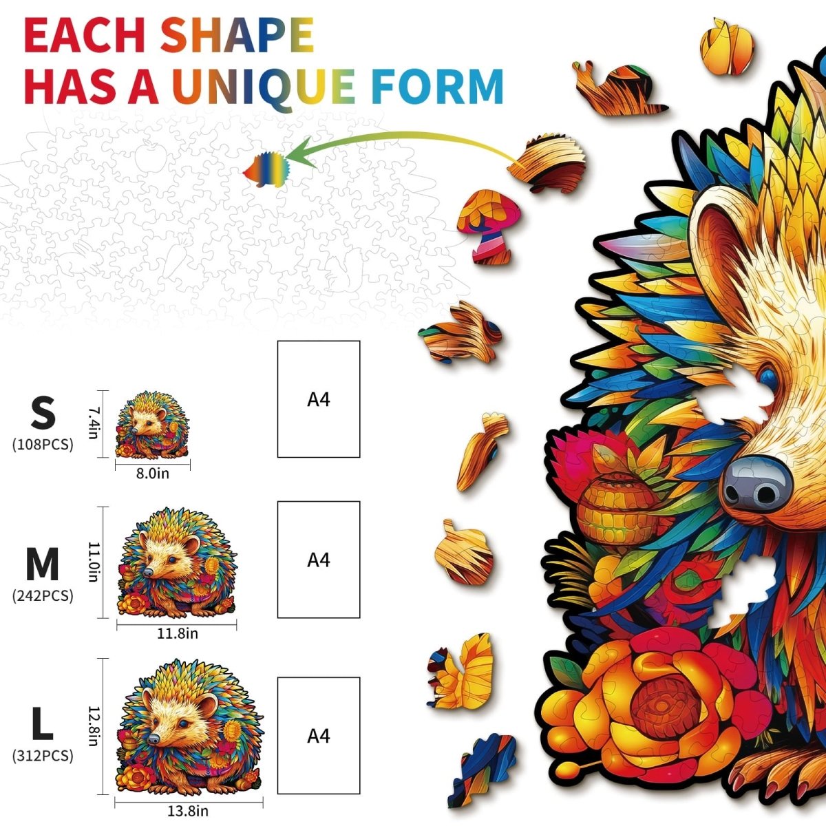 kaayee-wooden-puzzle-smart-hedgehog-holzpuzzle-medium-igel image 3