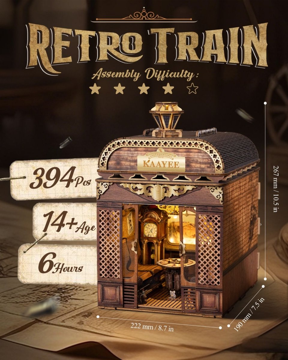 kaayee-book-nook-kit-retro-train-led-3d-puzzle-bausatz image 3