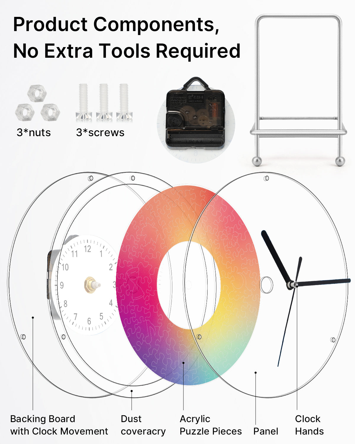 kaayee-clock-kit-diy-acryl-puzzle-uhr-diffuse-color-regular image 6