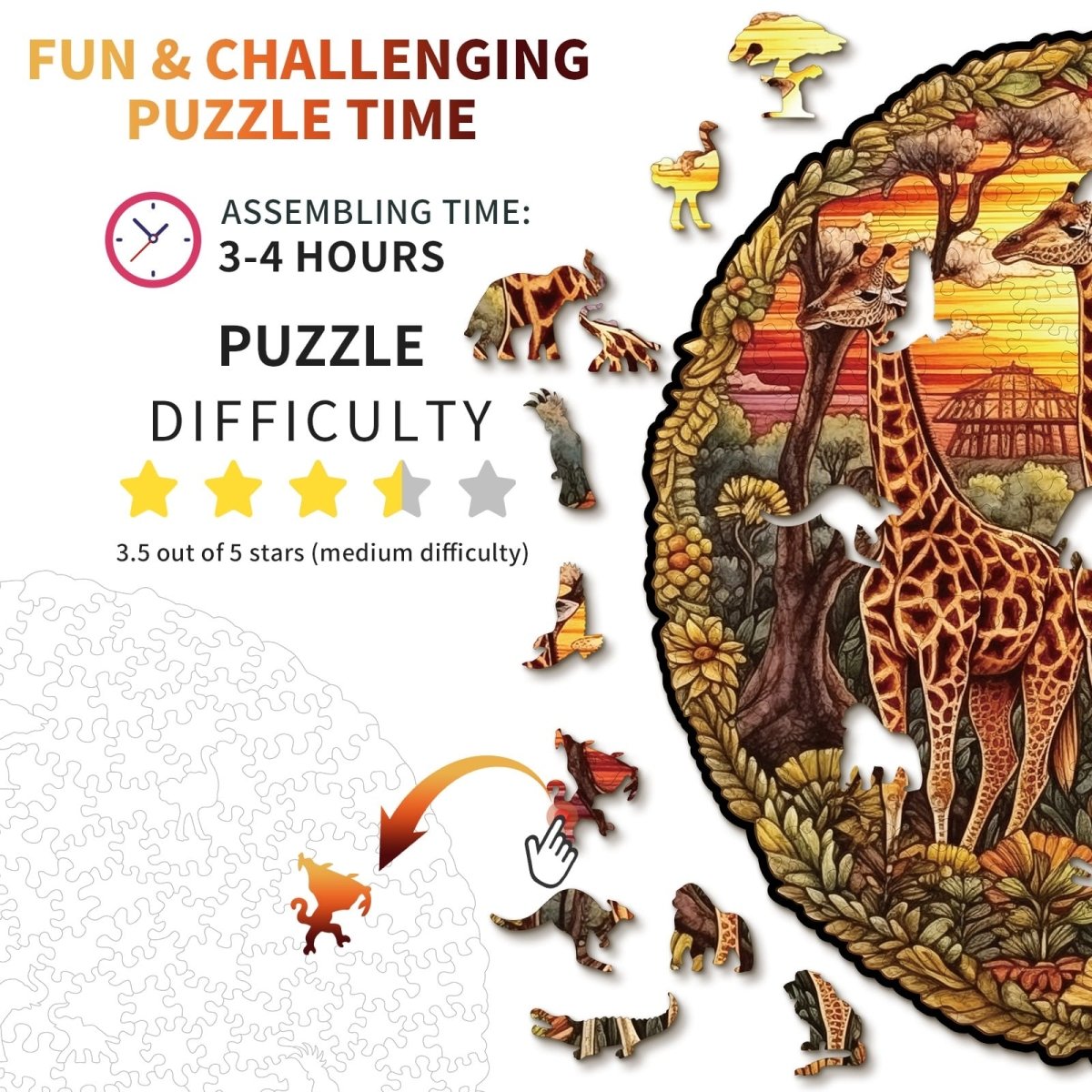 kaayee-wooden-puzzle-giraffenfamilie-holzpuzzle-medium-tiermotiv image 3