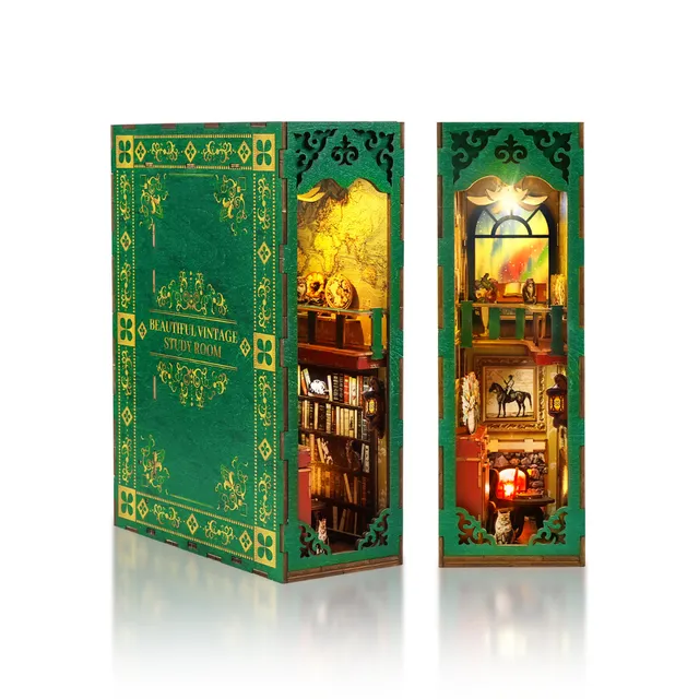 kaayee-book-nook-kit-vintage-study-3d-puzzle-holz-led image 1