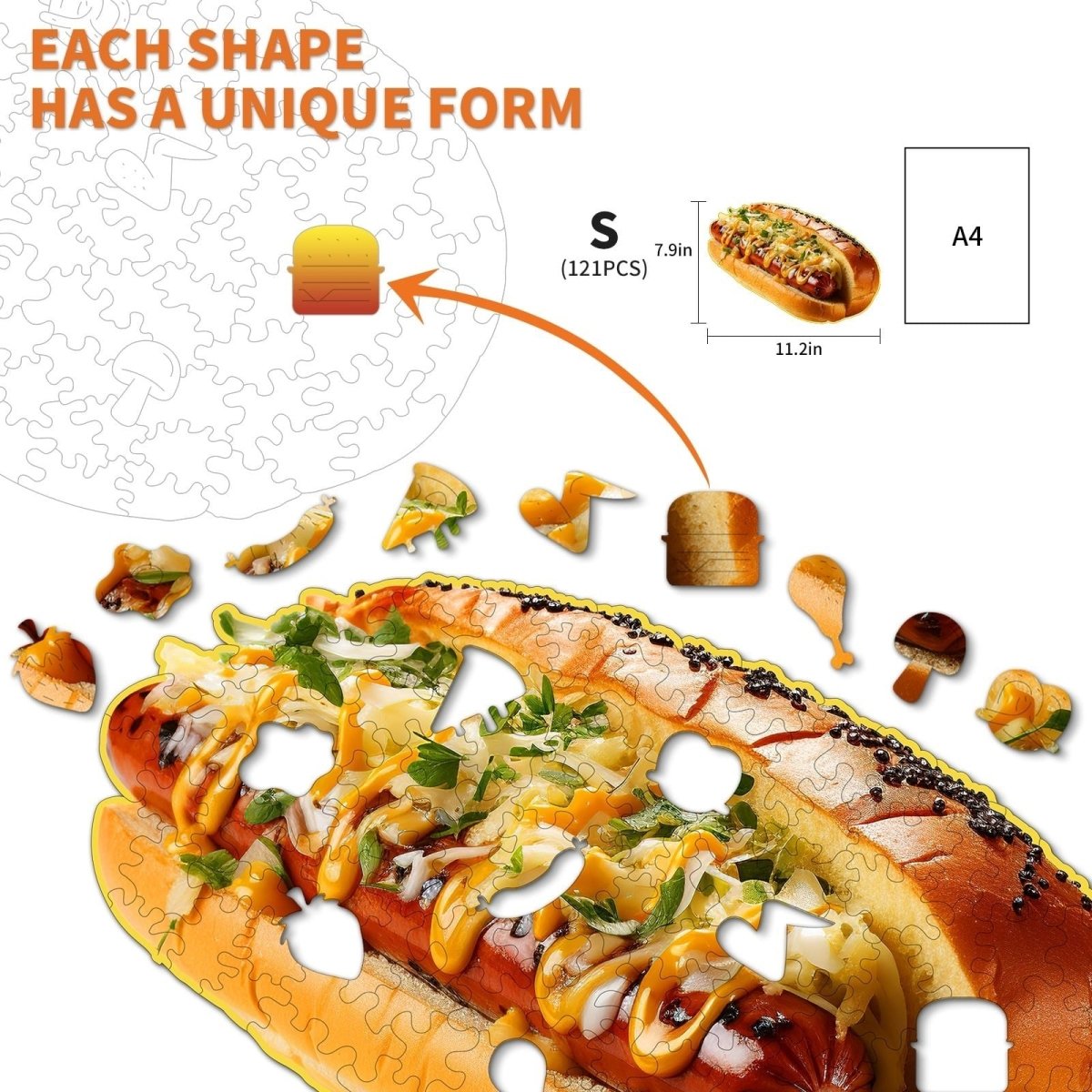kaayee-hotdog-holzpuzzle-small-food-motiv-ca-110-teile image 3
