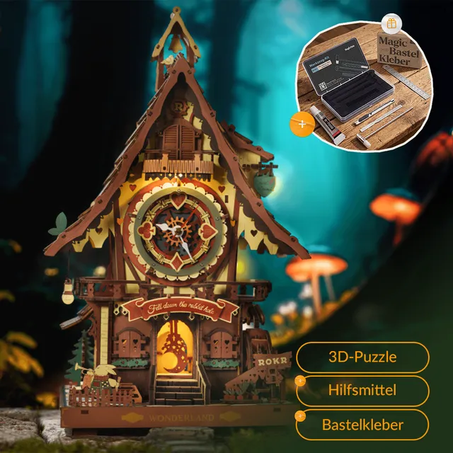magicholz-kuckucksuhr-starter-kit-holzmodell-mit-werkzeug-kleber image 1