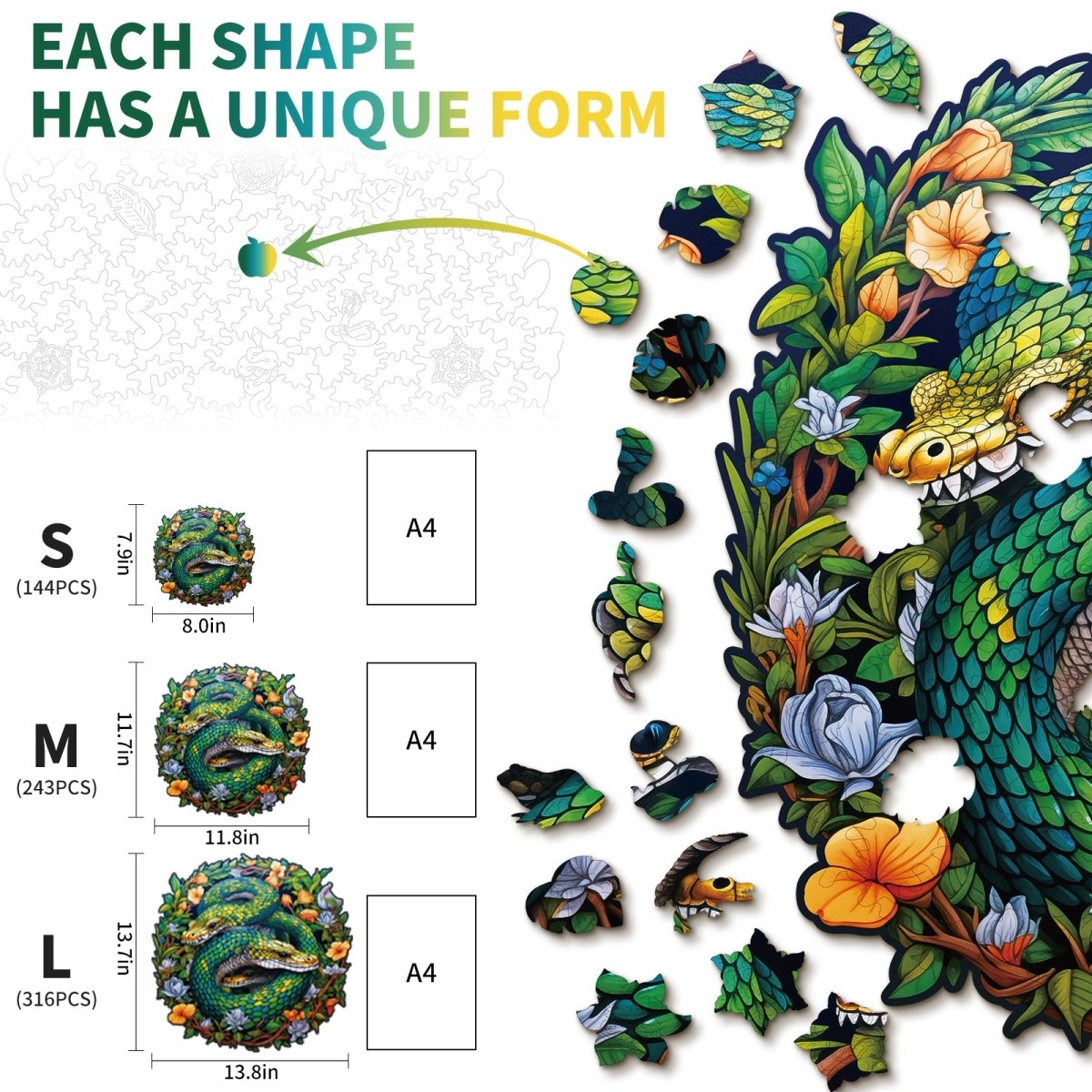 kaayee-wooden-puzzle-snake-family-holzpuzzle-m-schlangenmotiv image 3