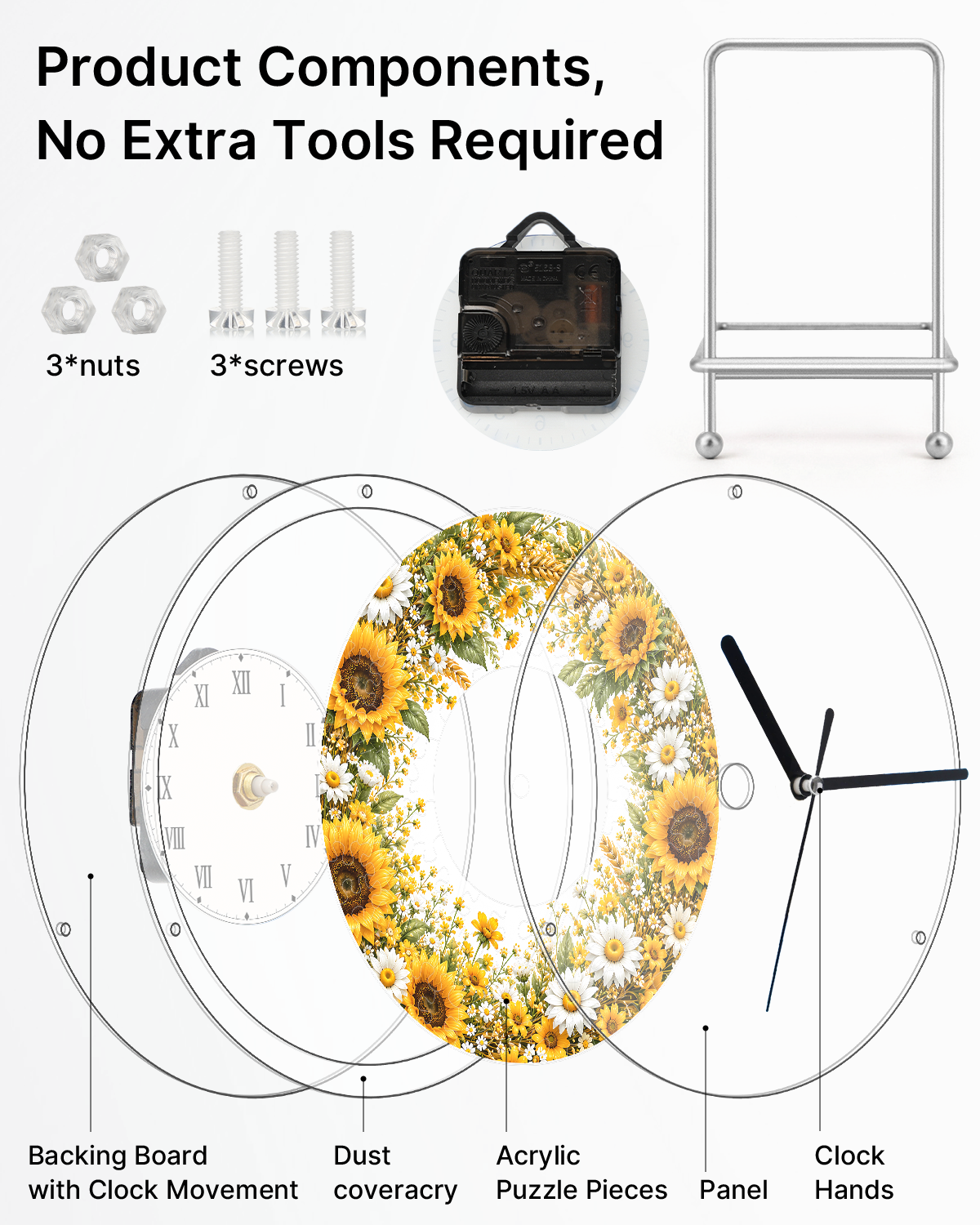kaayee-golden-sunflower-acryl-puzzle-uhr-regular-size image 6
