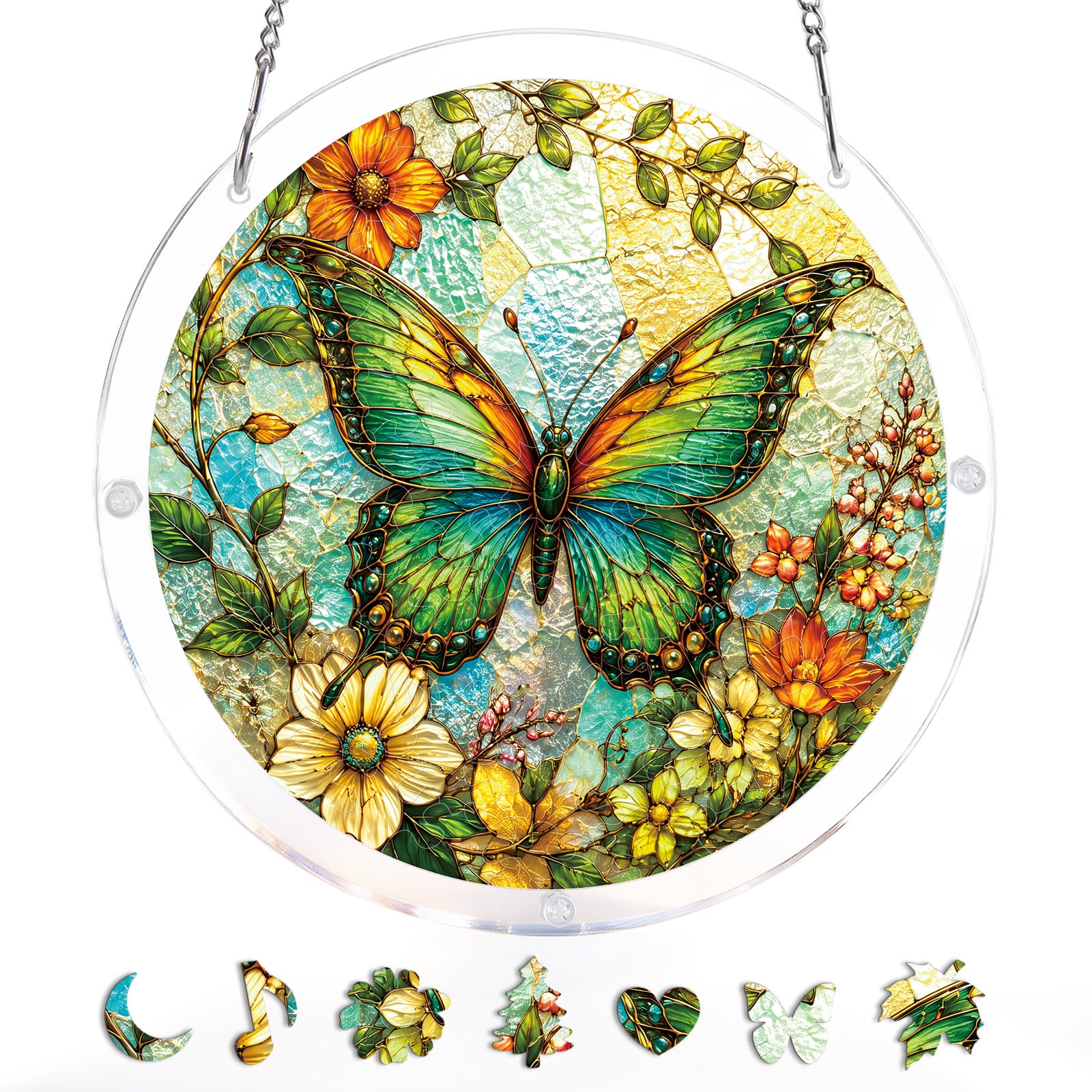 kaayee-suncatcher-emerald-butterfly-acrylpuzzle-medium-falter image 3