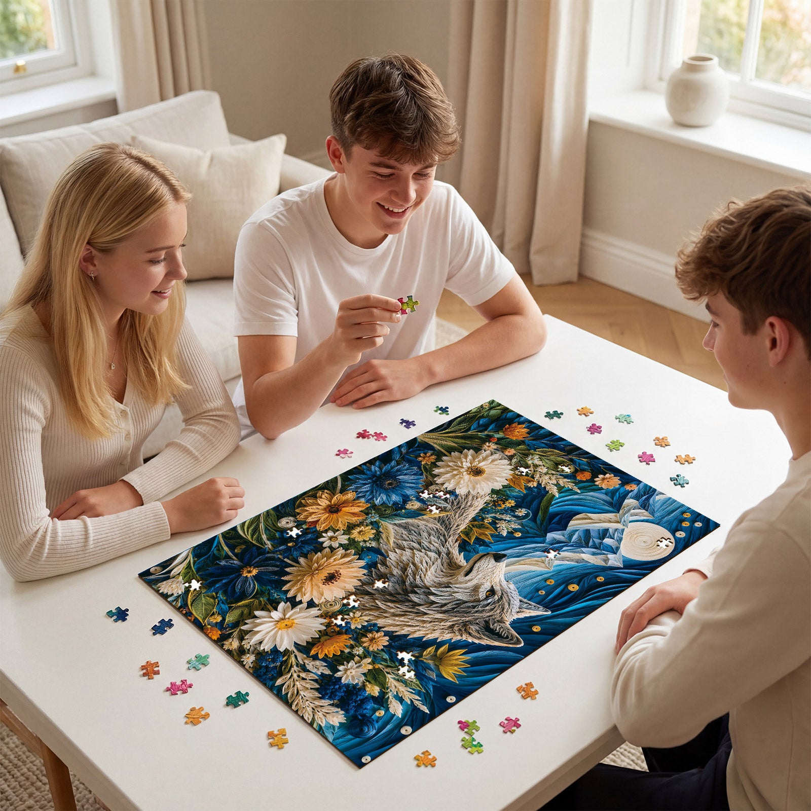 kaayee-cardboard-moonlit-wolf-garden-puzzle-1000-teile image 4