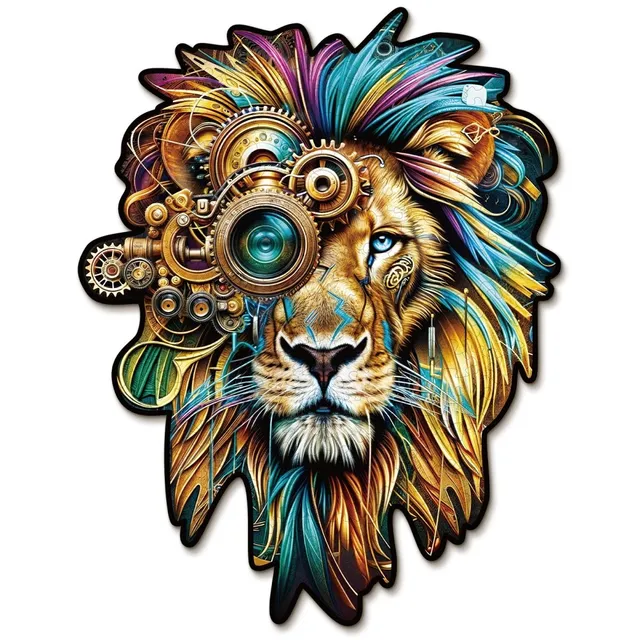 kaayee-wooden-retro-mechanical-lion-holzpuzzle-mittel image 1