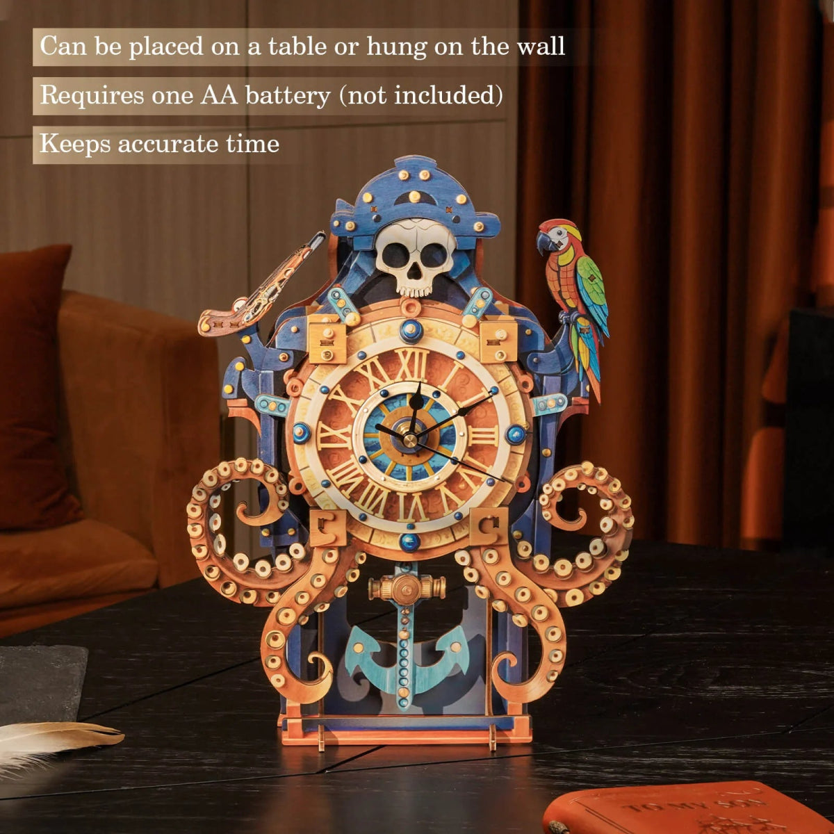 kaayee-octopus-monster-holzbausatz-uhr-piraten-krake image 2