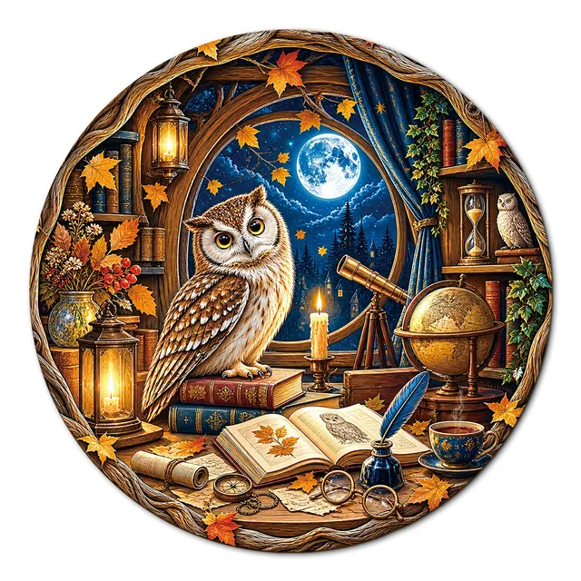 kaayee-cardboard-puzzle-moonlit-owl-study-1000-teile-eco image 1