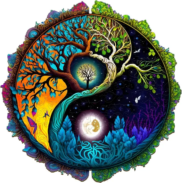 jigfoxy-tree-of-life-holzpuzzle-m-200-teile-rund image 1