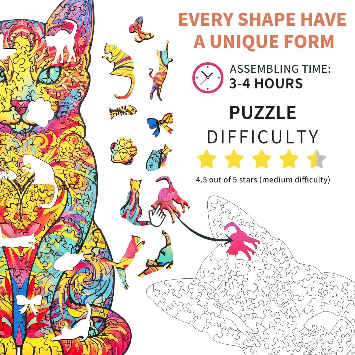 kaayee-wooden-puzzle-lovely-cat-holzpuzzle-small-pocket-escape image 4