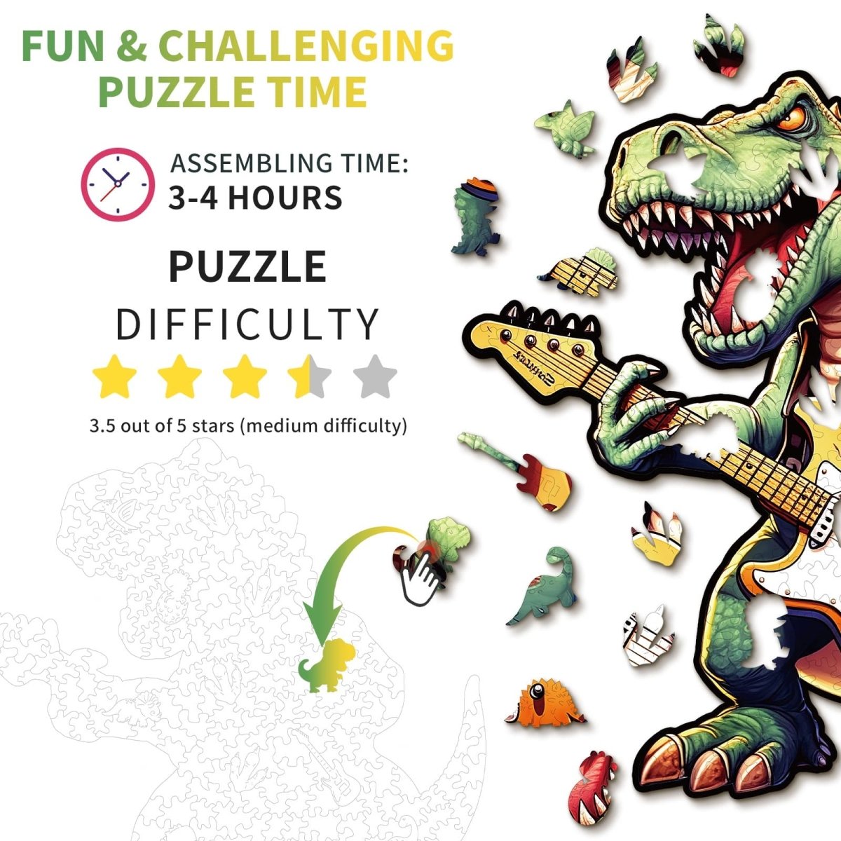 kaayee-wooden-puzzle-rock-t-rex-holzpuzzle-medium-dino image 4