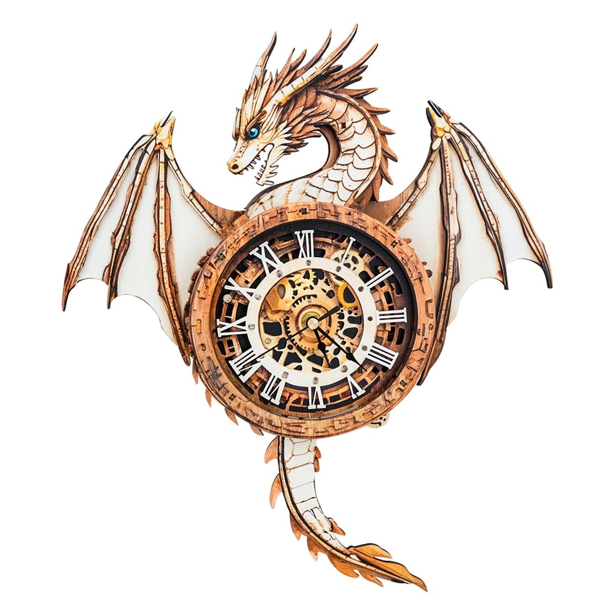 kaayee-clock-kit-dragon-holzuhr-3d-puzzle-wanduhr-holz image 1