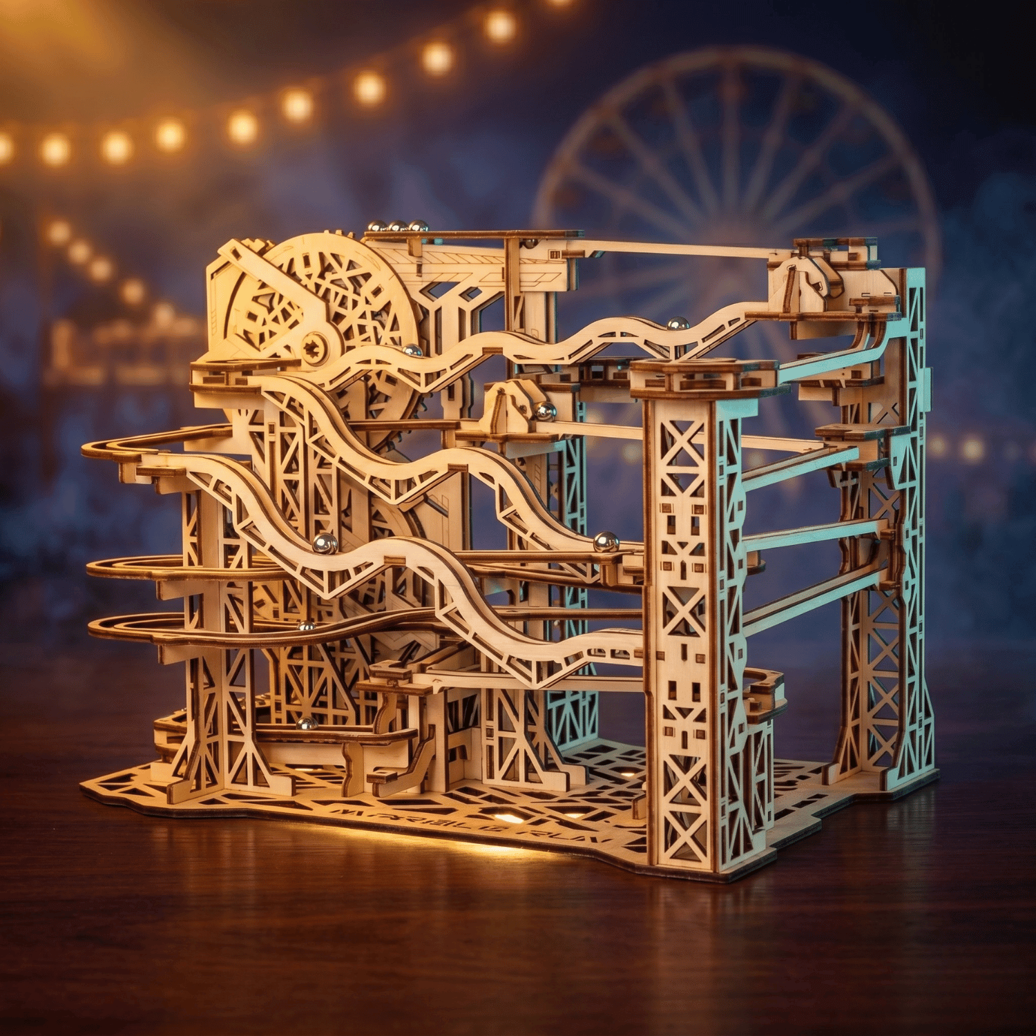 magicholz-mechanischer-bausatz-cyclone-marble-run-kugelbahn-294-teile image 1