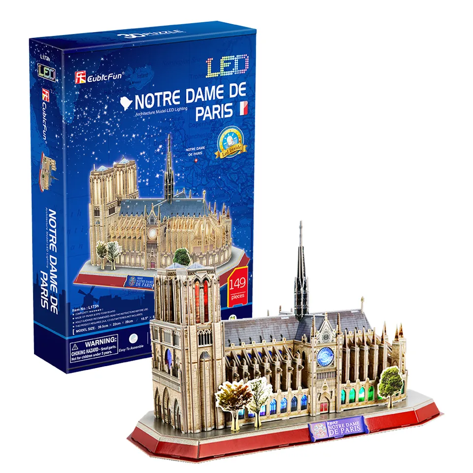 cubicfun-led-notre-dame-de-paris-l173h-3d-puzzle-mit-licht image 1