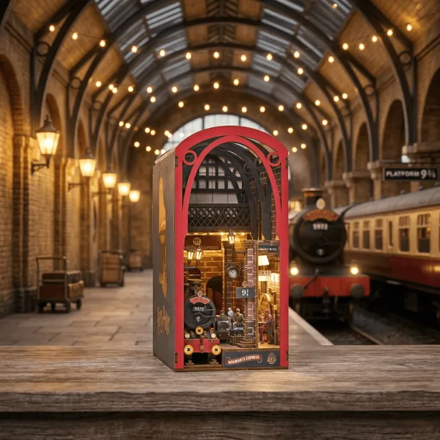 magicholz-3d-puzzle-hogwarts-express-harry-potter-book-nook-led image 1