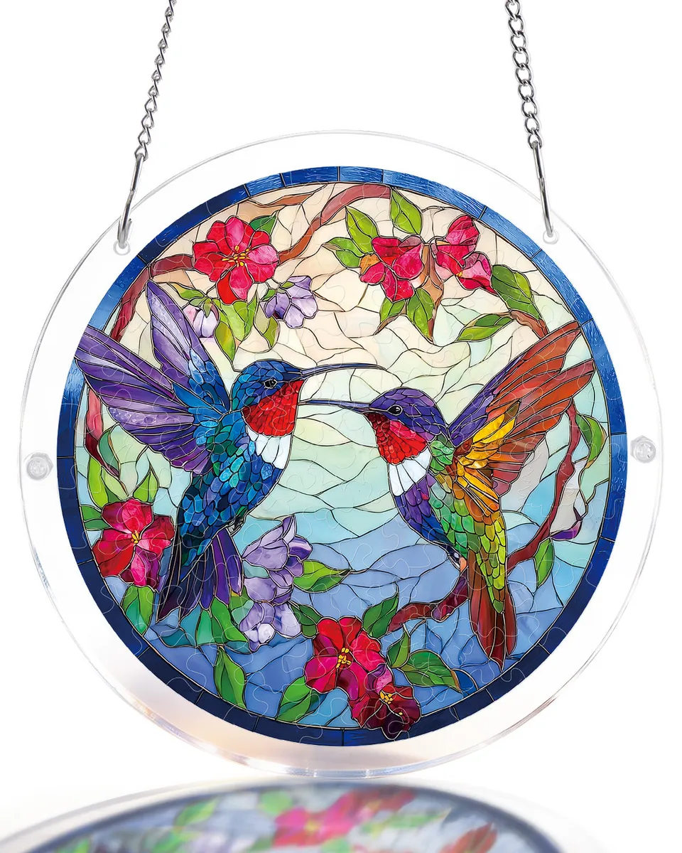 kaayee-suncatcher-puzzle-hummingbird-bloomscape-klein-18-8-cm-kolibri image 1
