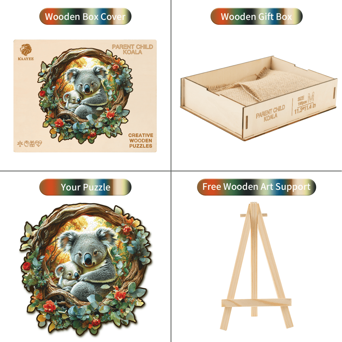 kaayee-koala-holzpuzzle-medium-mutter-kind-blumenkranz image 5