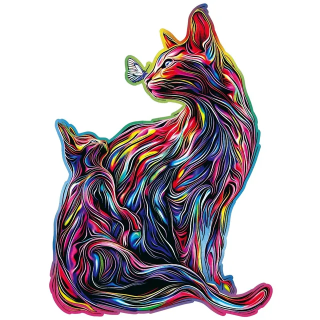 kaayee-parent-child-cat-holzpuzzle-medium-bunt-katze-kitten image 1