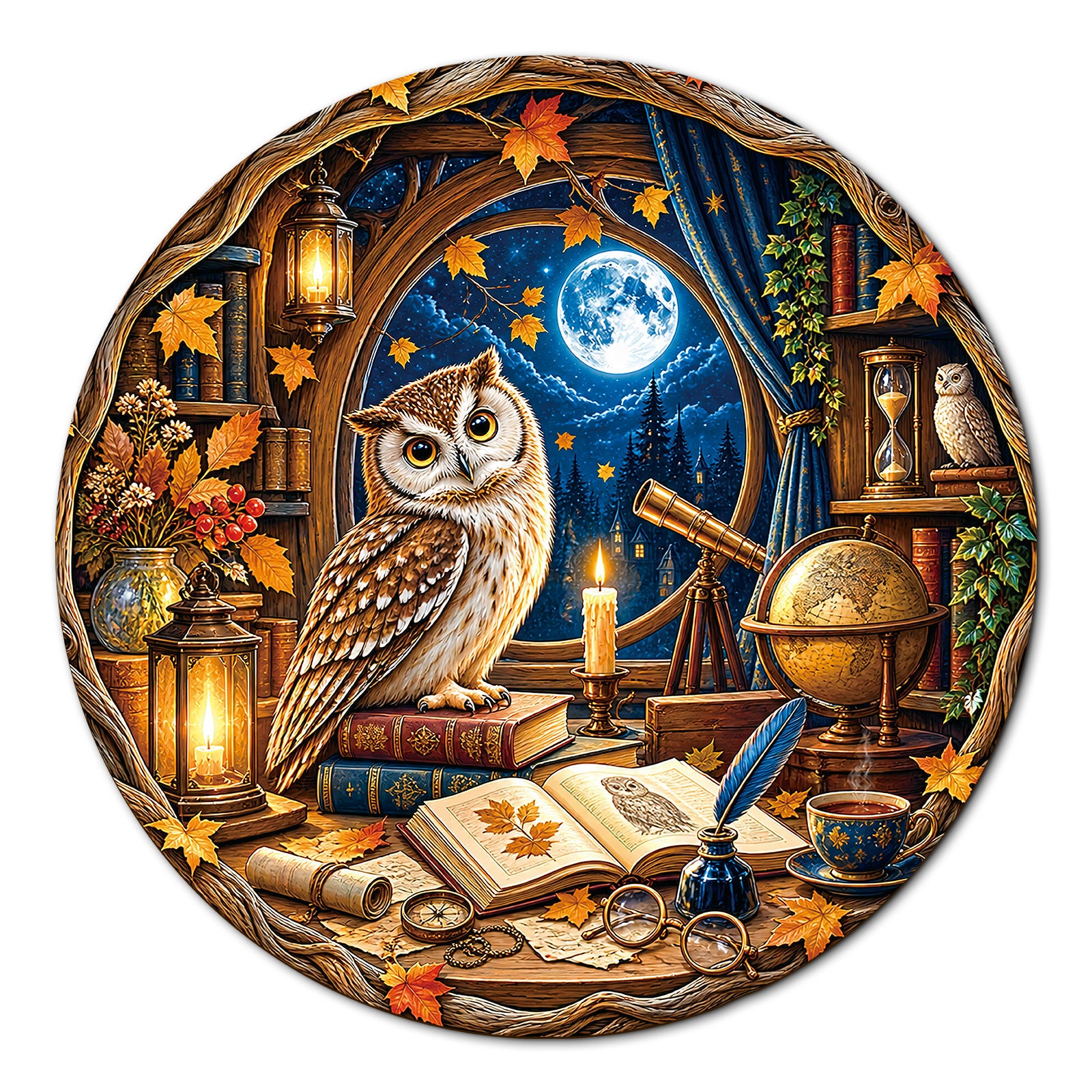 kaayee-cardboard-puzzle-moonlit-owl-study-1000-teile-eco image 1