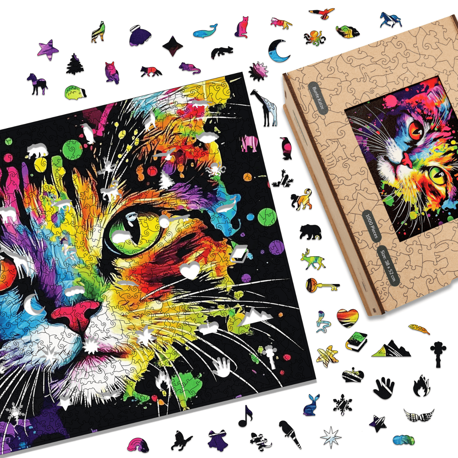 magicholz-bunte-katze-holzpuzzle-1000-teile-tier image 3