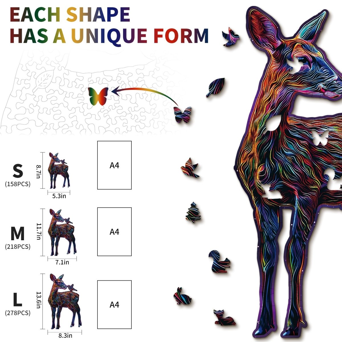 kaayee-wooden-puzzle-colorful-deer-holzpuzzle-medium-hirsch image 5