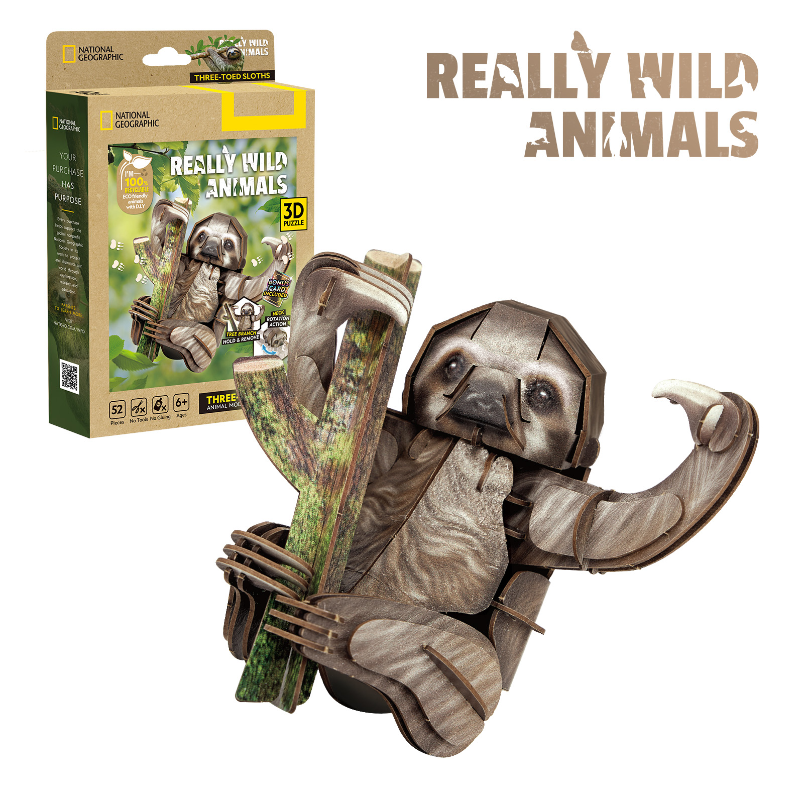 cubicfun-wild-ds1175h-faultiere-3d-puzzle-tiermodell image 1