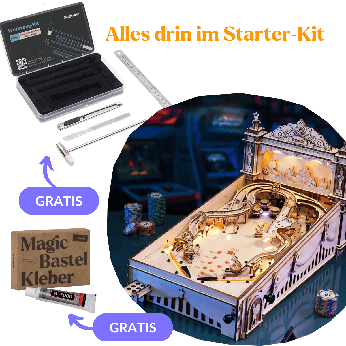 magicholz-pinball-maschine-holz-flipper-bausatz-starter-kit image 4